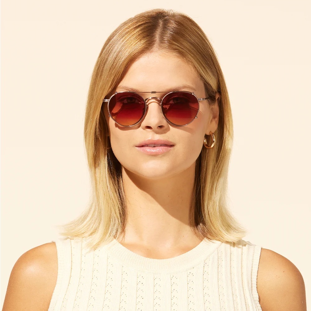 NWT GARRETT LEIGHT "Wilson" Blue Glasses Frame w/ Sunglasses Clip $650